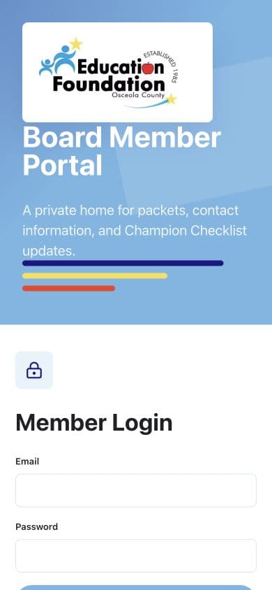 Education Foundation portal on a phone screen