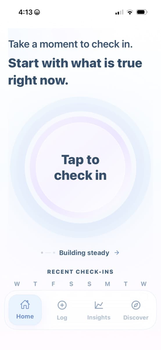 EndoGlow daily check-in interface
