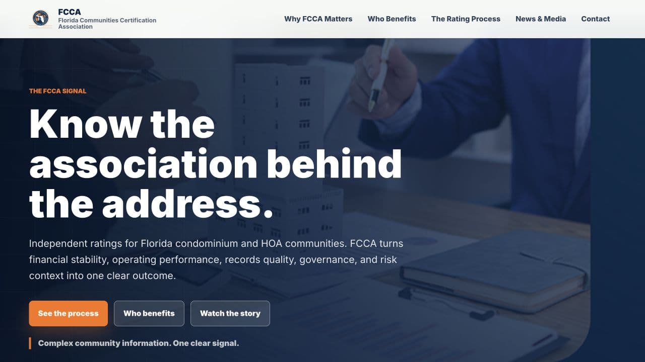 FCCA certification website homepage